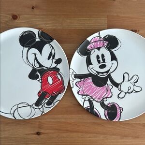 Mickey and Minnie Mouse Sketch Plates